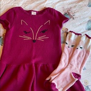 Girls fox sweater dress and socks
